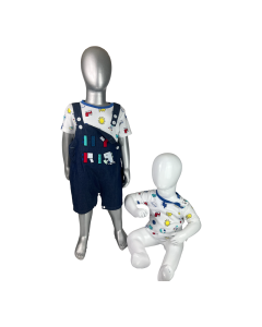 Boys Two Pcs T-Shirt and Denim Bib Pant