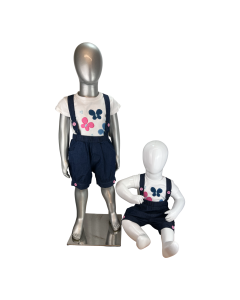 Girls Two Pcs Tops and Denim Bib Pant