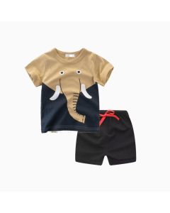 Kids T Shirt and Short Set Baby Elephant Style Cotton Navy